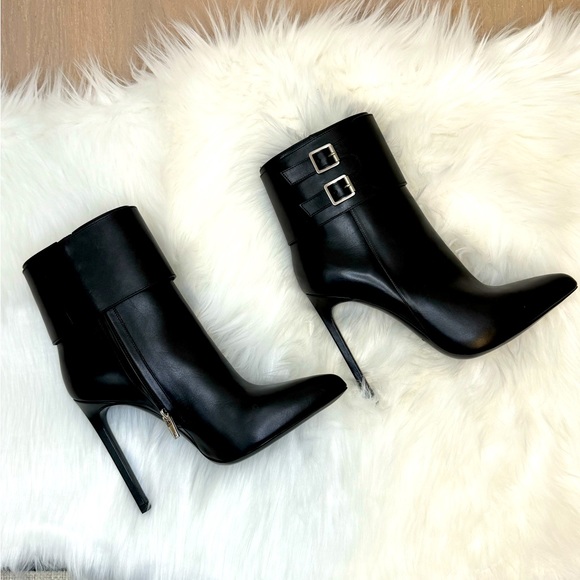 Saint Laurent Black Leather Janis Cuff Boots 37 BNIB! - Picture 13 of 17
